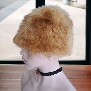 Fur hat winter tan color
